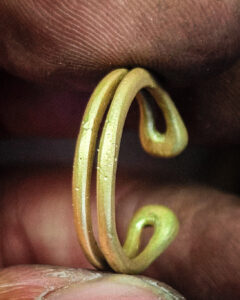 detail of a ring in 18 carat gold.