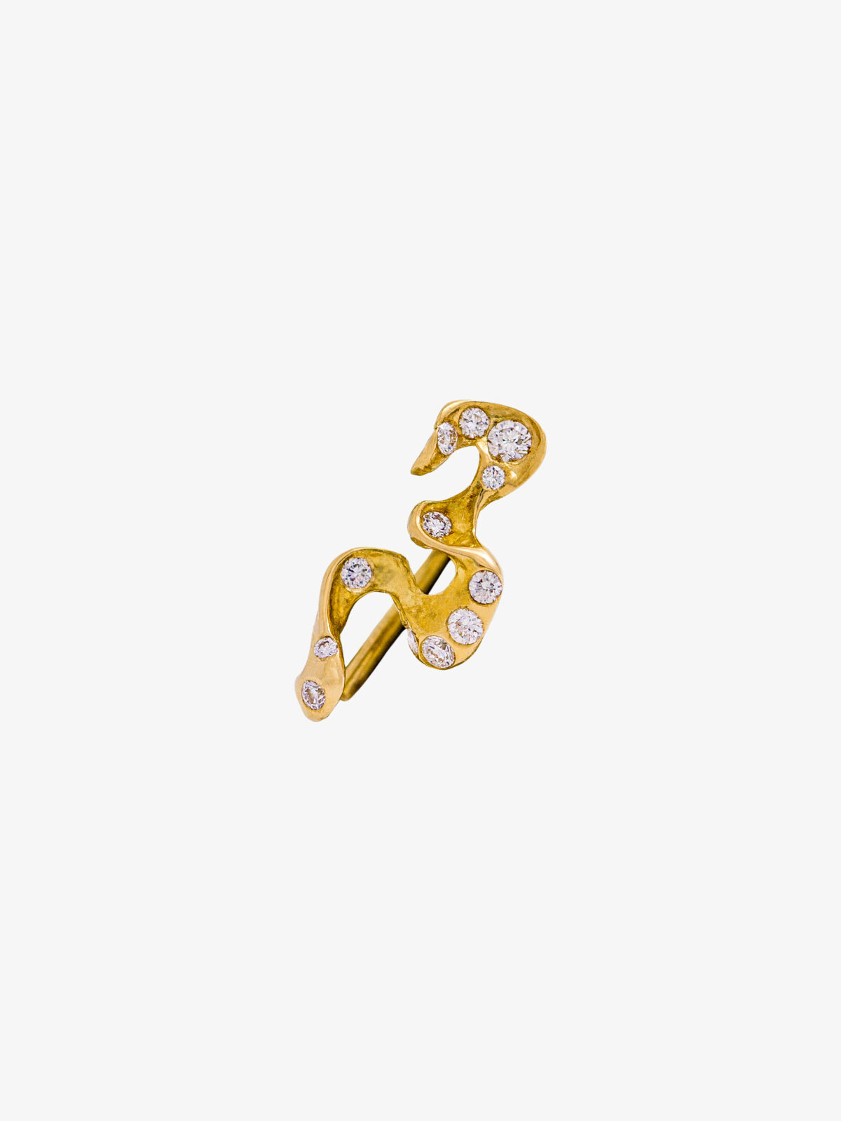 Solar wave 18 K gold ear climber with diamonds.