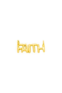 18 K Gold Lettering Pendant Necklace FAITH in yellow • LAURE VICTORIA GAURY HIGH JEWELLERY 18 K Gold Lettering Pendant Necklace FAITH in yellow detail of the pendant.