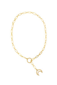 18 K Gold Diamonds Necklace ASTRA • LAURE VICTORIA GAURY HIGH JEWELLERY Full view photography of the 18 K Gold Diamonds Necklace ASTRA on white background.